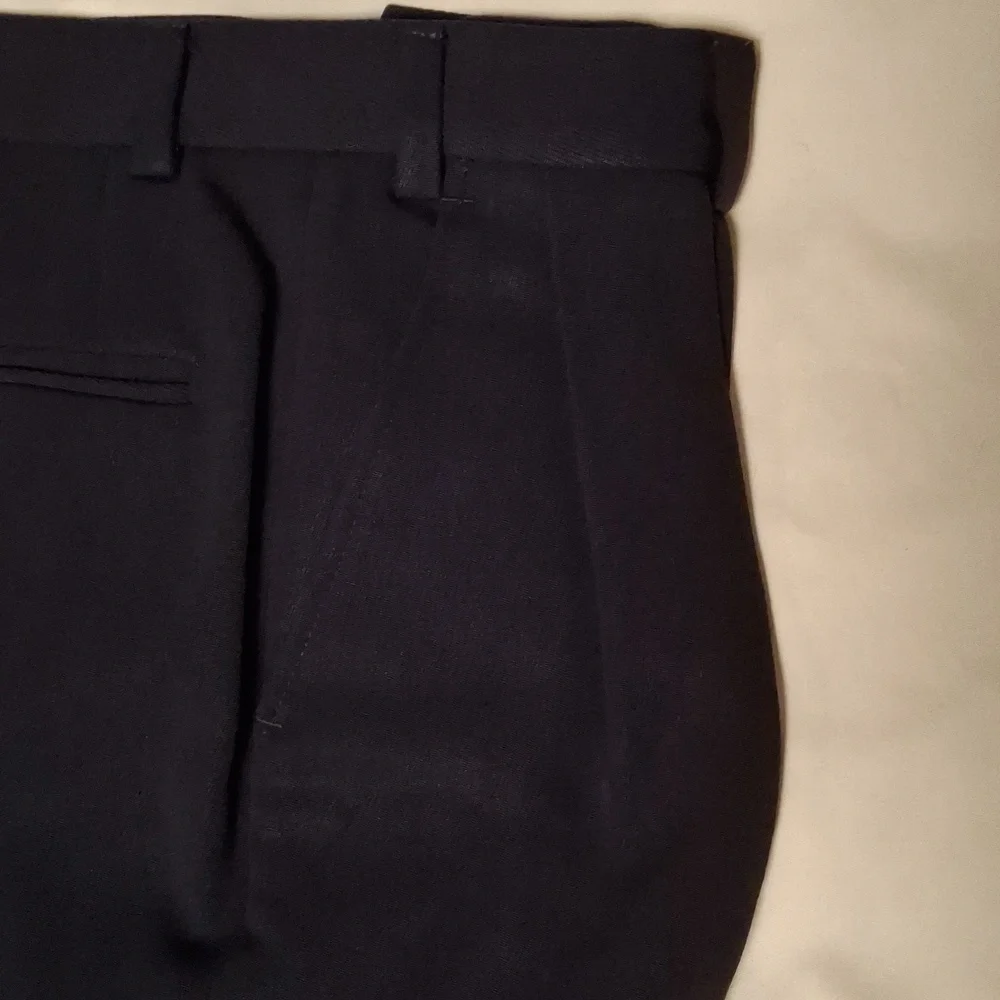 Giorgio Armani Navy Blue Wool Dress Pants with Tapered Fit and Crease - Picture 3 of 9